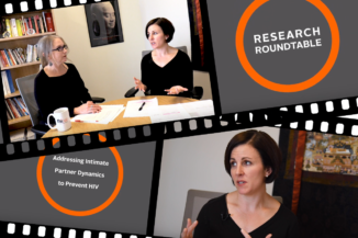 Illustration of films reels depicting screen shots from the Research Roundtable video