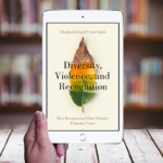 Hand holding a tablet displaying the cover of "Diversity, Violence and Recognition" book by King and Samii